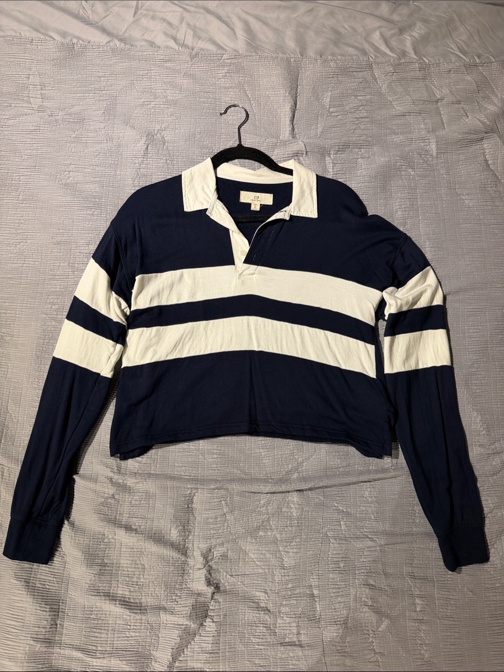Thread & Supply Navy and White Striped Rugby Long Sleeve Top